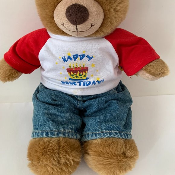 BAB BUILD A BEAR HAPPY BIRTHDAY BEAR BROWN PLUSH STUFFED TOY ANIMAL 15" - Picture 2 of 8